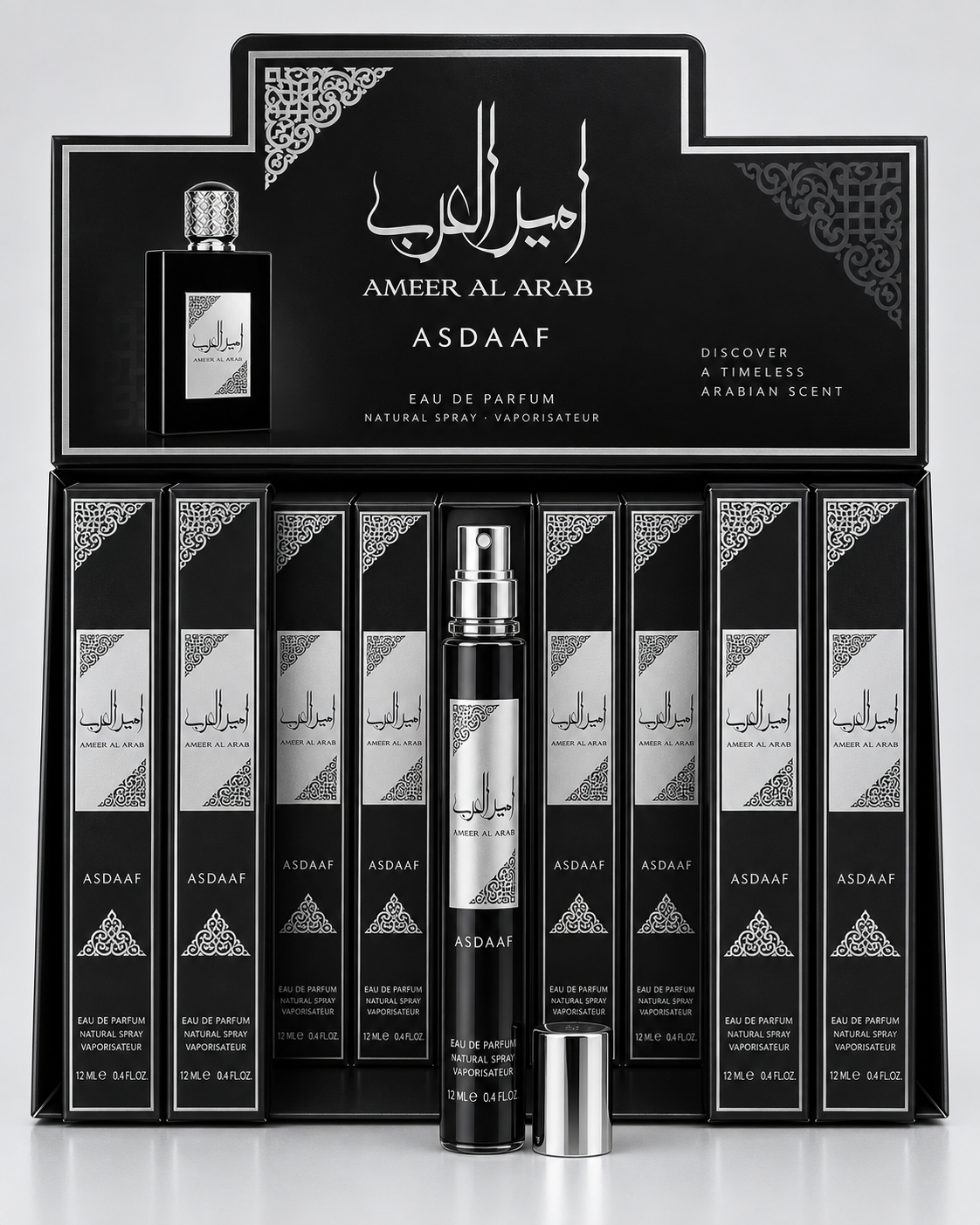 MINI PERFUMES AMEERAT AL ARAB ASDAAF NEGRO 25ML