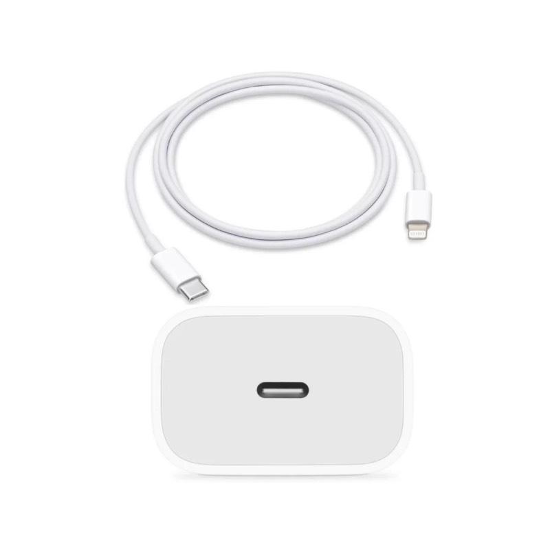 CARGADOR PARA IPHONE CABEZA 20W Y CABLE USB-C A LIGHTNING